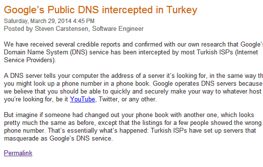 Google confirmed that its DNS has been intercepted by Turkish ISP - 5