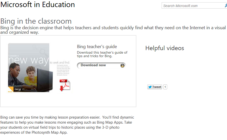 Bing in the Classroom   ad free search for students - 35