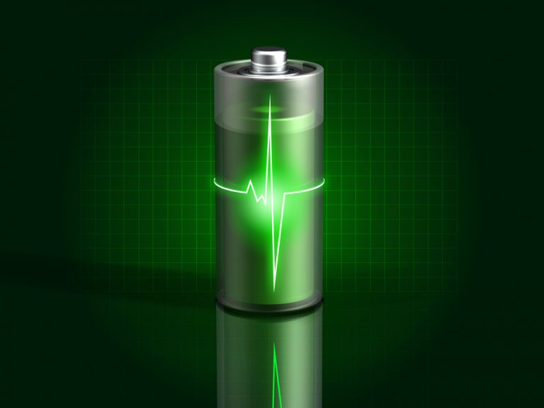 glowing green battery charging